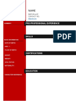 Pre-Professional Experience: Birthplace Contact No
