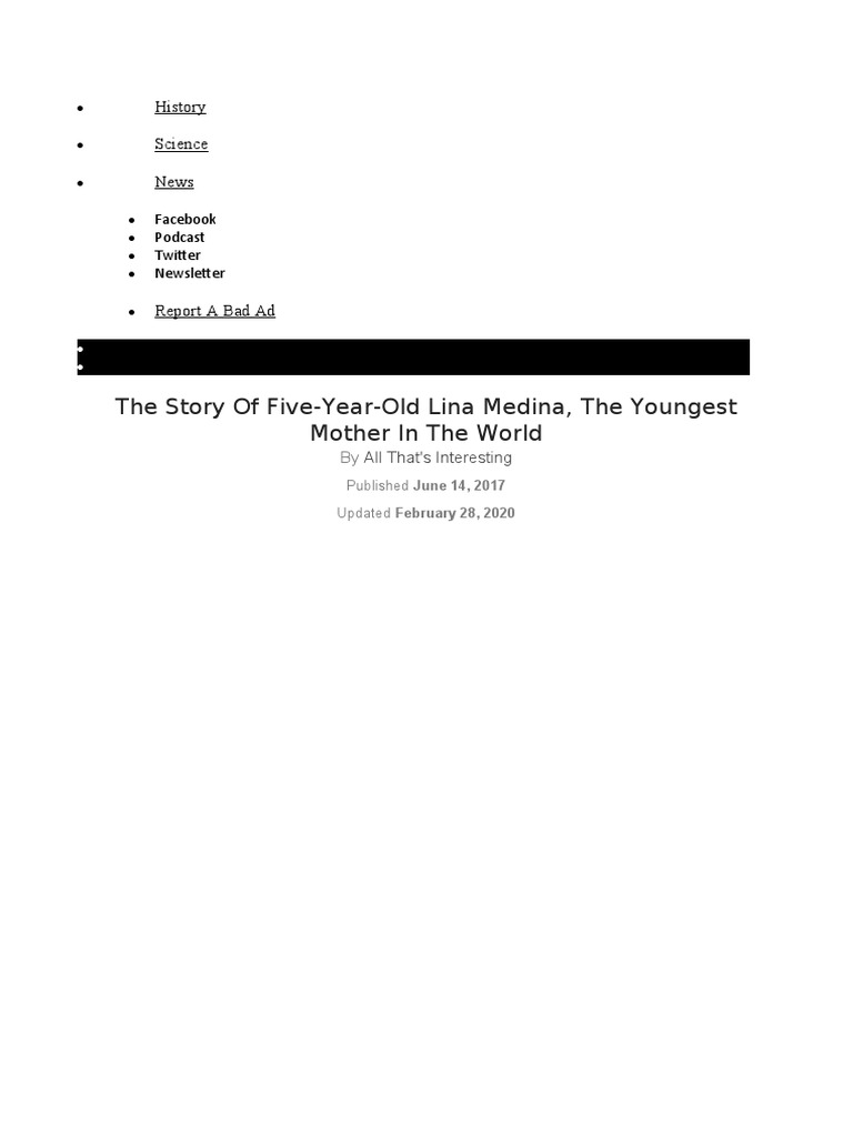The Story of Five-Year-Old Lina Medina, The Youngest Mother in | PDF ...