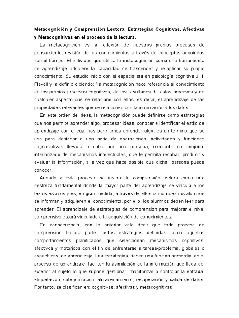 Estrategias para Mejorar la Lectura | PDF | Teoria de la mente ...