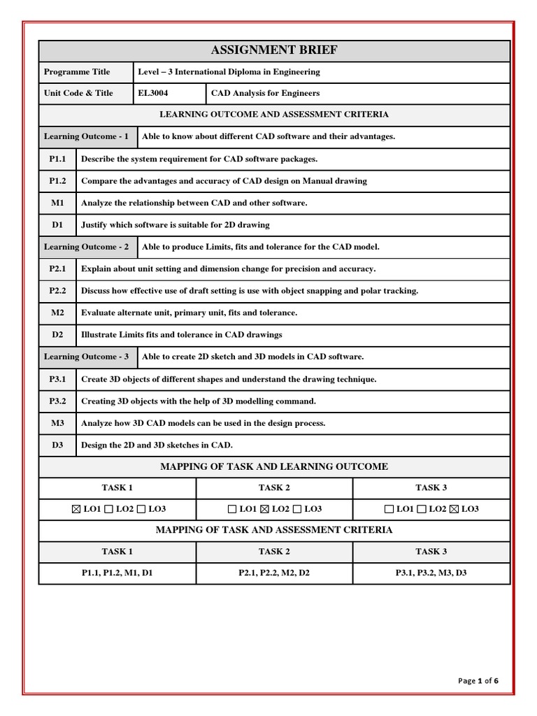 CAD Assignment: 2D and 3D Design Skills | PDF | Computer Aided Design ...