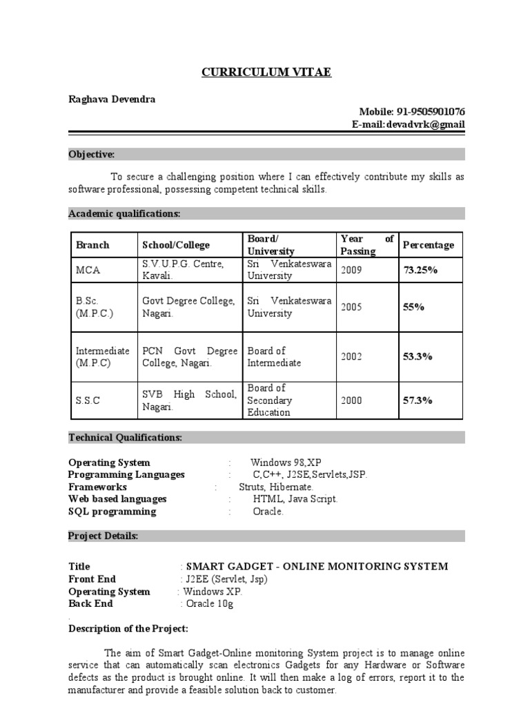 Fresher Resume | Download Free PDF | Java Server Pages | Computing ...