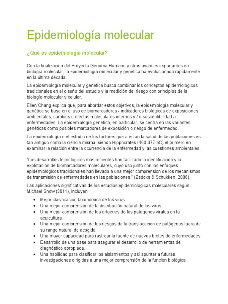 Epidemiología Molecular: Conceptos Clave | PDF | Virus | Epidemiología
