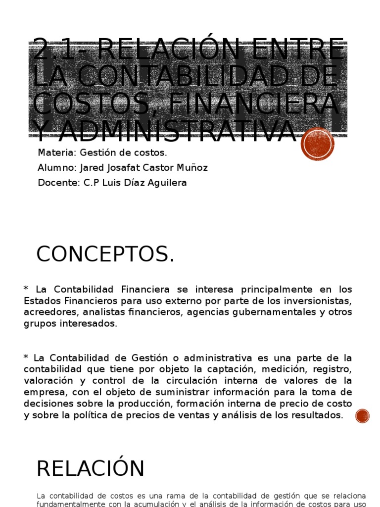 Relación Contabilidad de Costos y Financiera | PDF | Contabilidad de ...