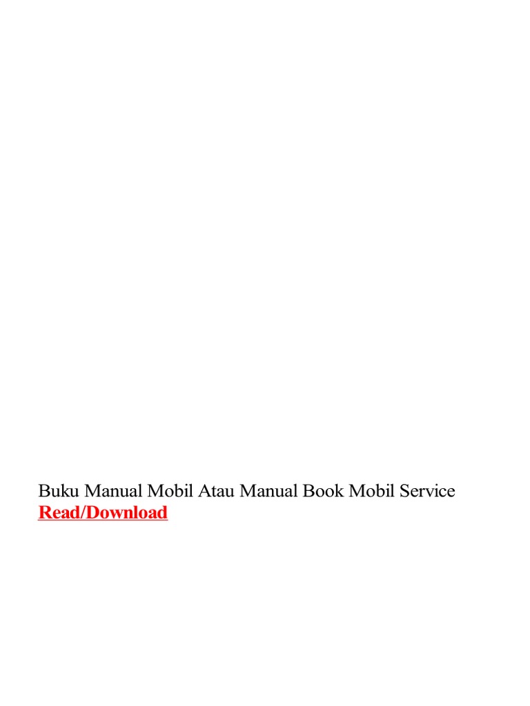 Buku Manual Mobil Atau Manual Book Mobil Service PDF