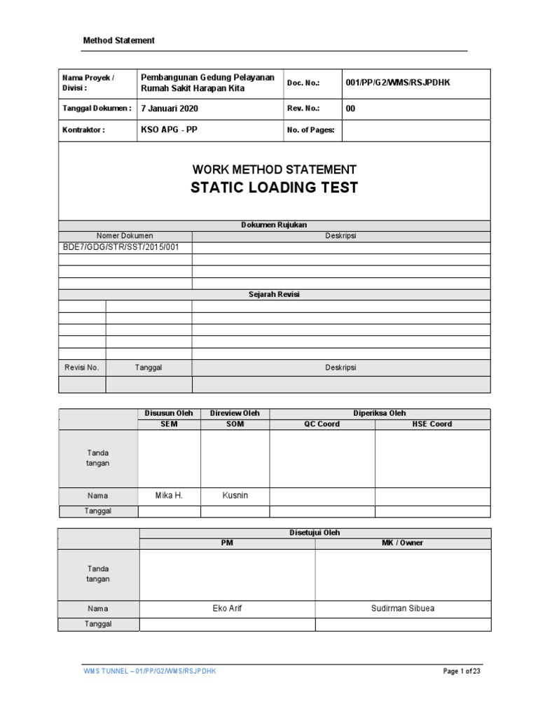 Metode Uji Beban Statik Tiang Pancang | PDF