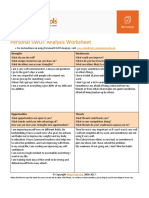 Personal SWOT Analysis Worksheet: Strengths Weaknesses