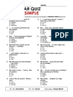 Present Simple, Grammar Quiz PDF