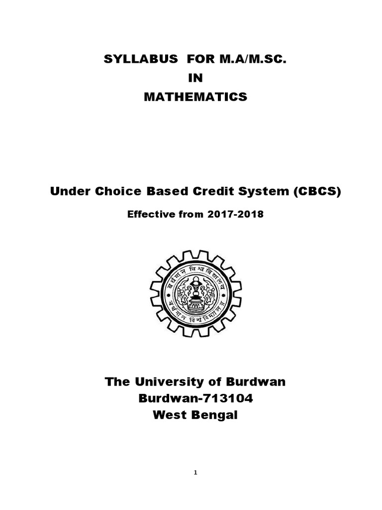 PG Syllabus 2017-18-3 PDF | PDF | Lebesgue Integration | Hilbert Space