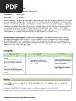 The Veldt: Bringing Setting To Life: Name: Lesson Plan Title: Grade/Stream: Class Length: Context of Lesson