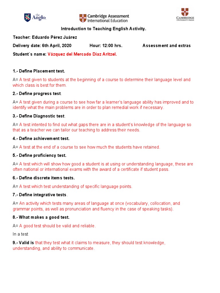 Questionnaire Assessment and Extras Solved | PDF | Classroom ...