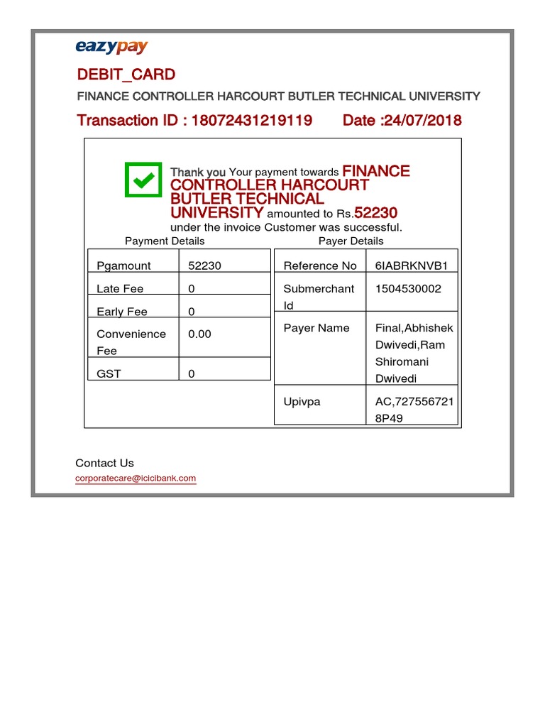 Debit - Card: Finance Controller Harcourt Butler Technical University | PDF