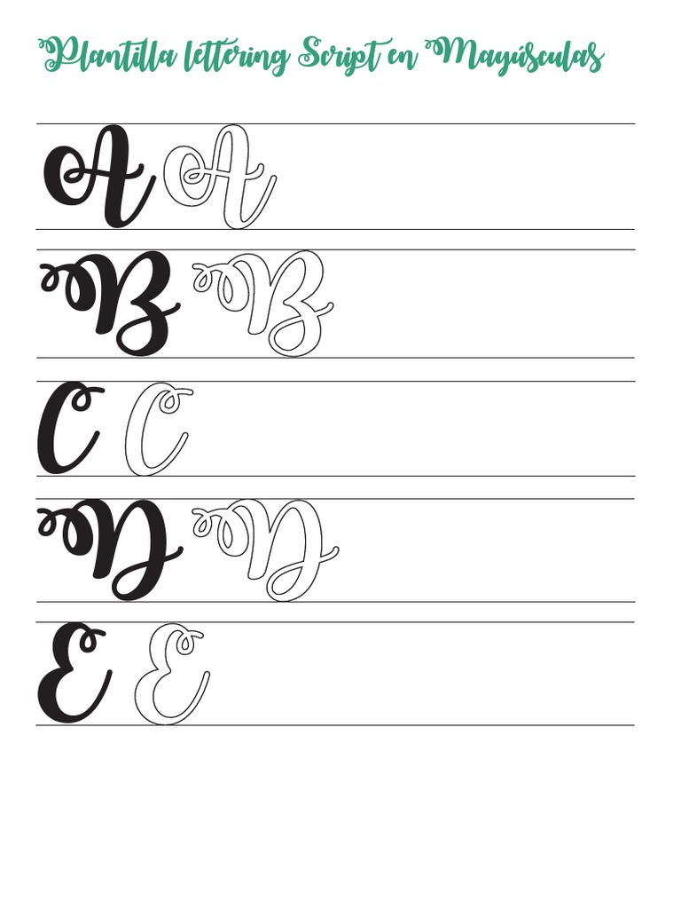 Plantilla Lettering Script Mayusculas 2 PDF