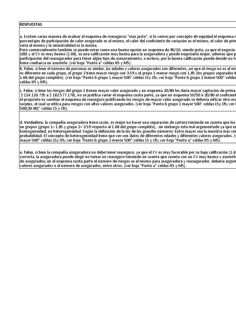 Evaluación de Esquemas de Reaseguro | PDF | Estadísticas descriptivas ...