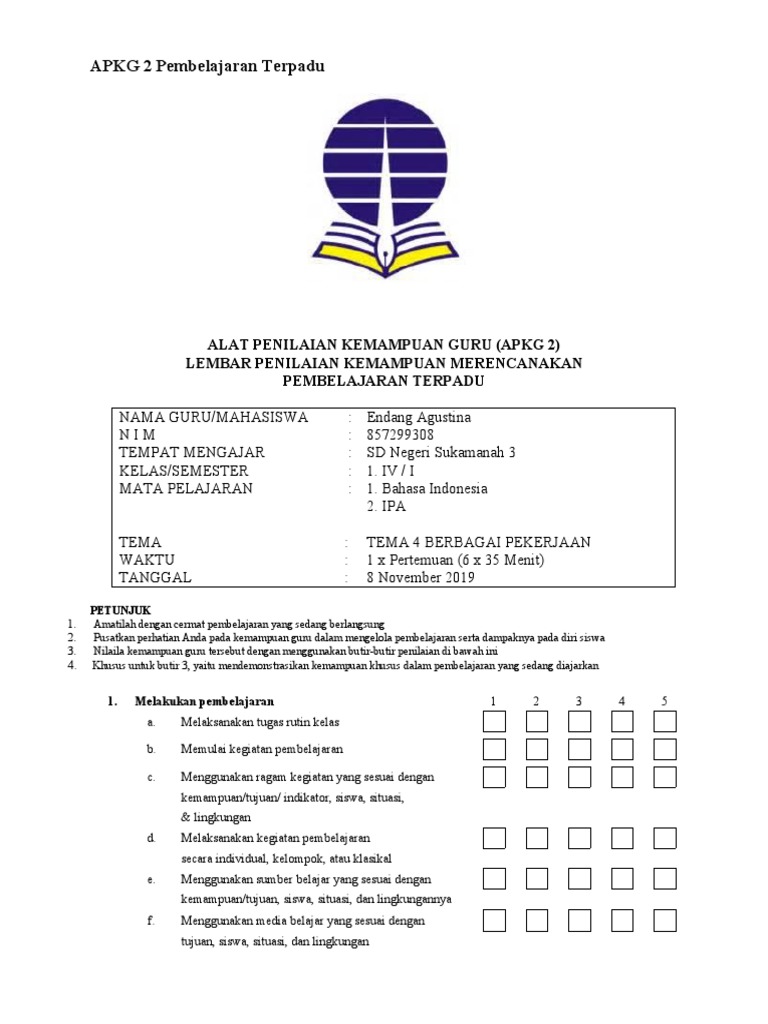 Format dan Contoh APKG 2 Terpadu | PDF