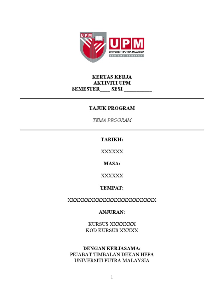 Format Kertas Kerja Upm 2020 | PDF