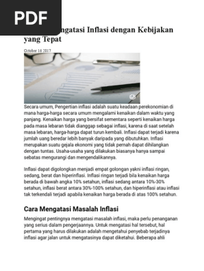3 Cara Mengatasi Inflasi Dengan Kebijakan Yang Tepat Pdf