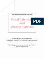 Free Floral Calendar Blue 2017