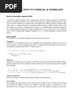 Introduction To Verilog & Modelsim: Hardware Description Languages (HDL)