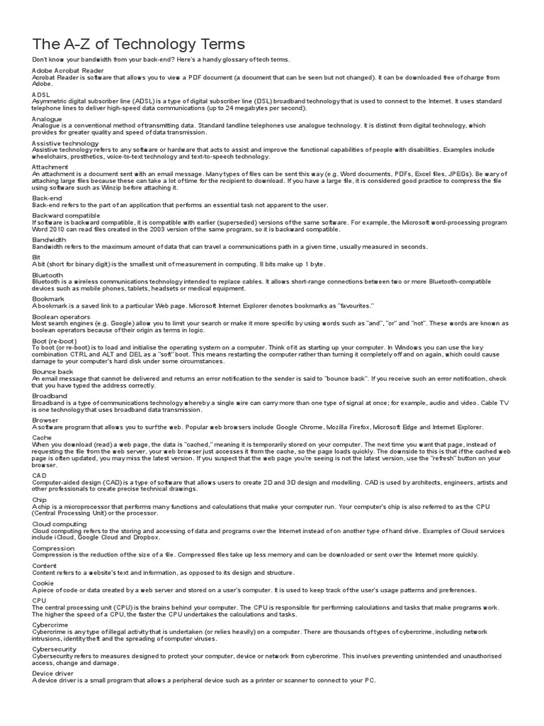 A-Z Technology Terms | PDF | World Wide Web | Internet & Web