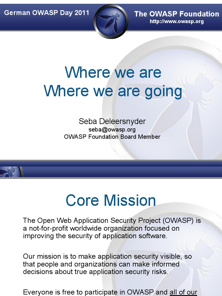 OWASP Foundation Overview 2011 | PDF | Governance | Proxy Server