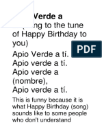 Apio Verde A Tí. (Sung To The Tune