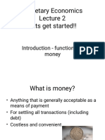 Monetary Economics - Lecture 2 - Functions of Money PDF