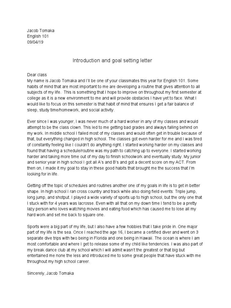 Intro Letter Eng 101 | PDF