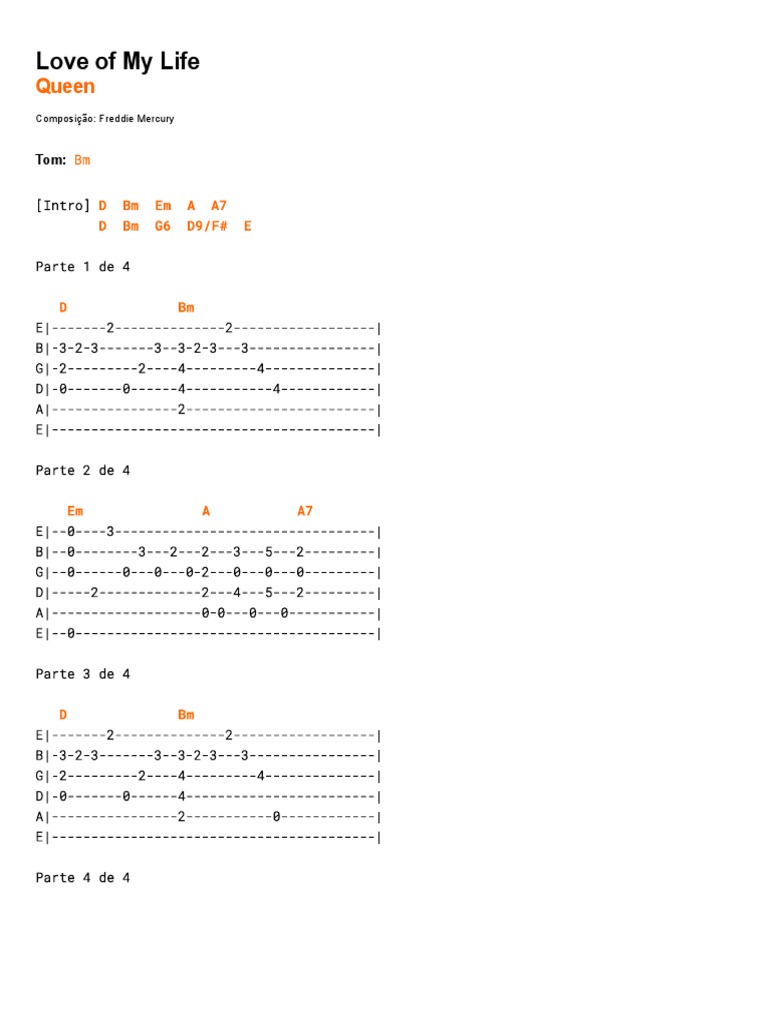 LOVE of MY LIFE Cifra - Queen (Com Vídeo-Aula) - CIFRAS