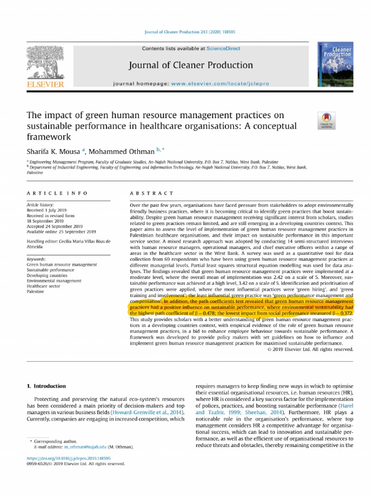 The Impact of Green Human Resource Management Practices On Sustainable ...