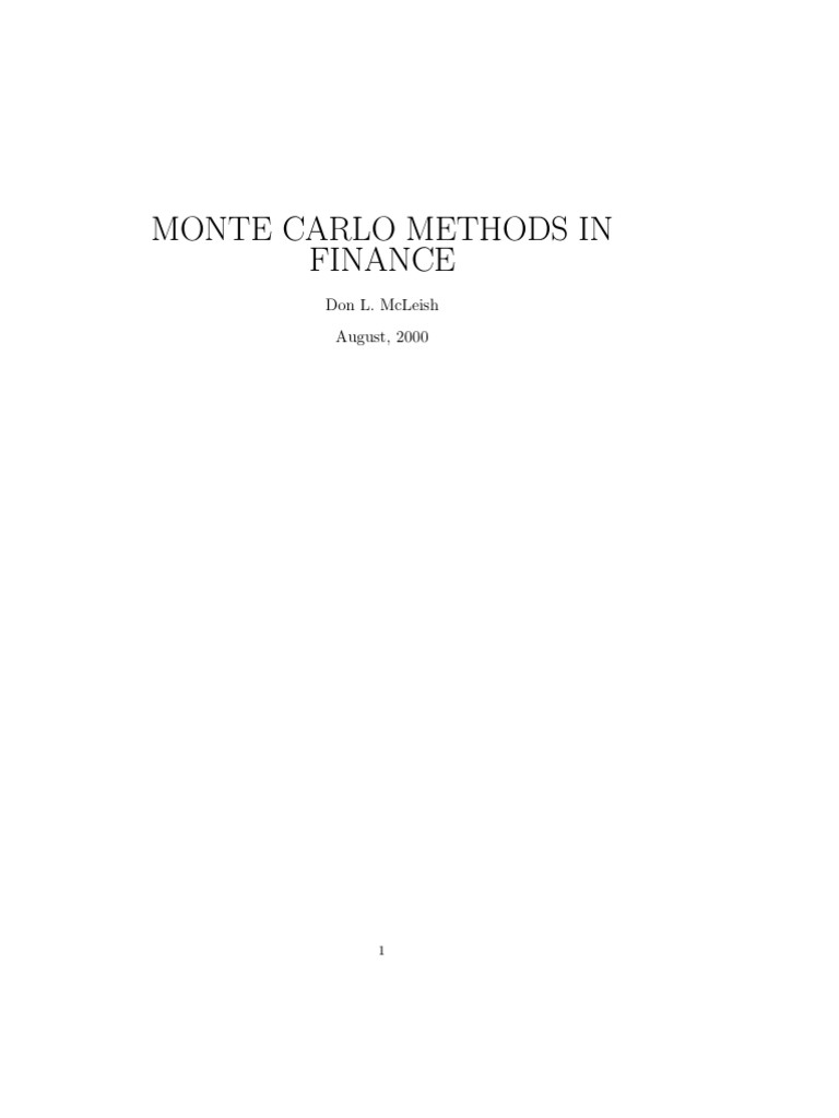 Wiley, Monte Carlo Simulation and Finance | PDF | Cooking, Food & Wine ...