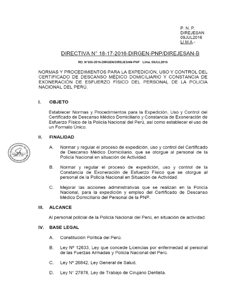 Directiva N Dirgen-Pnp - Direjesan-B PDF | PDF