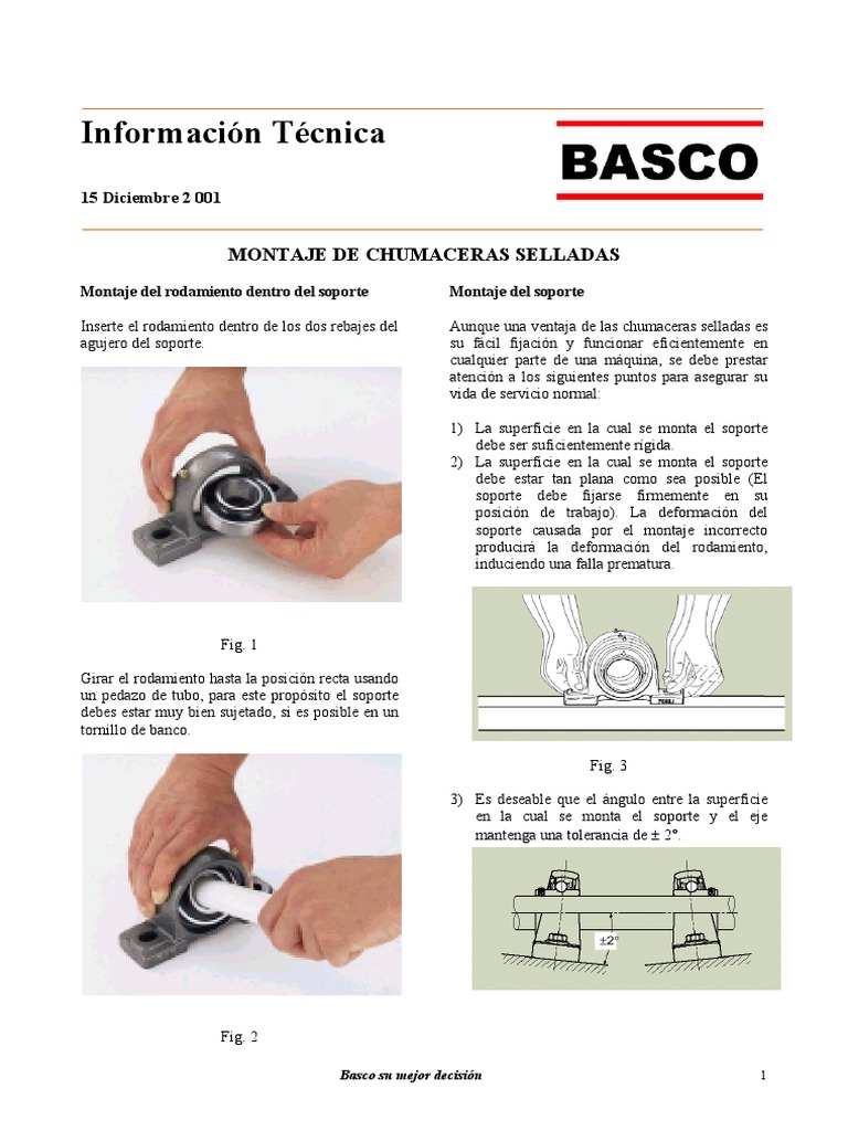Montaje y Desmontaje de Chumaceras Selladas | PDF | Tornillo | Eje