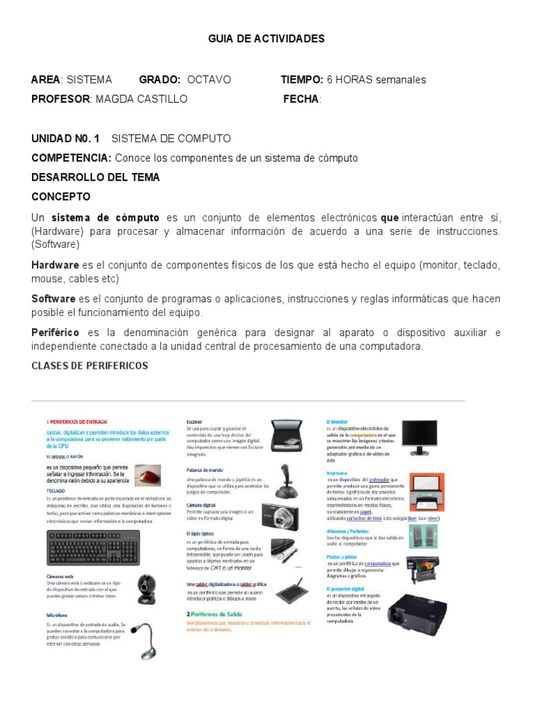 Actividades para Sistemas de Octavo | PDF | Periférico | Hardware de la ...