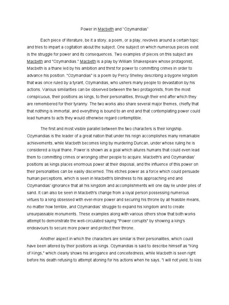 macbeth power essay