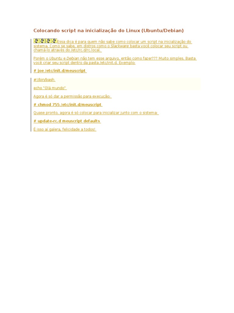 Colocando Script Na Inicializacao Do Linux
