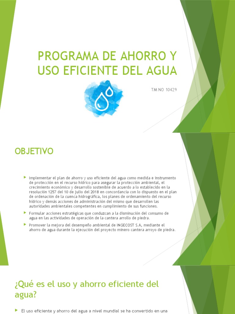 Presentación de Programa de Ahorro y Uso Eficiente Del Agua | PDF ...
