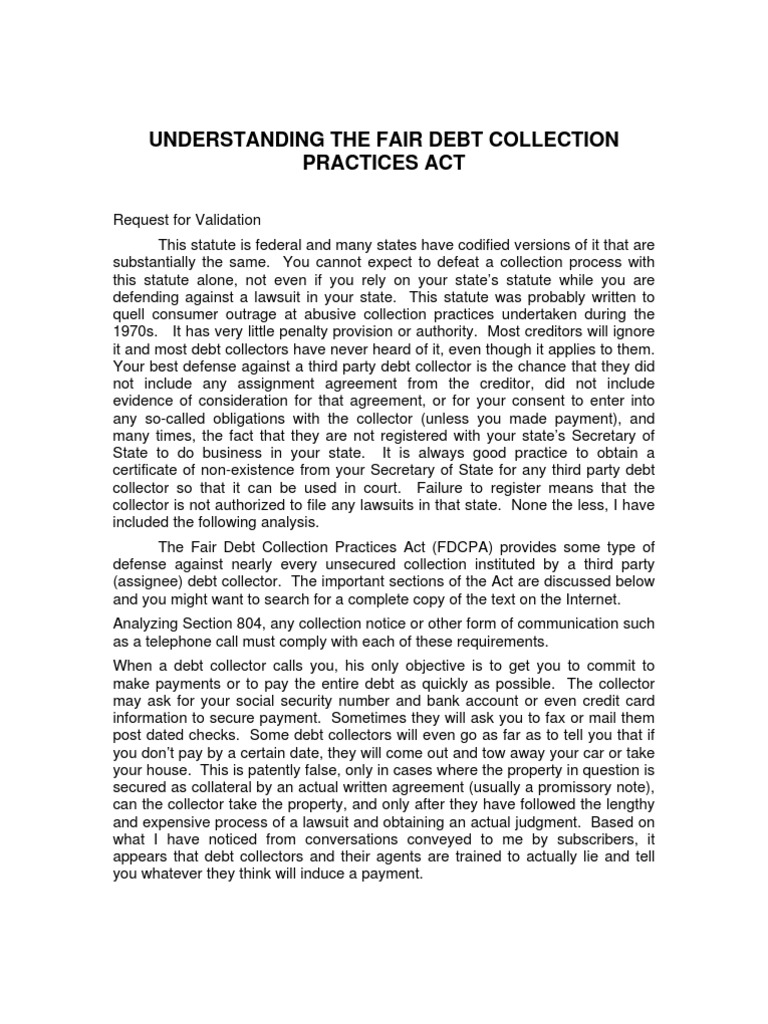 Understanding FDCPA | PDF | Assignment (Law) | Consideration