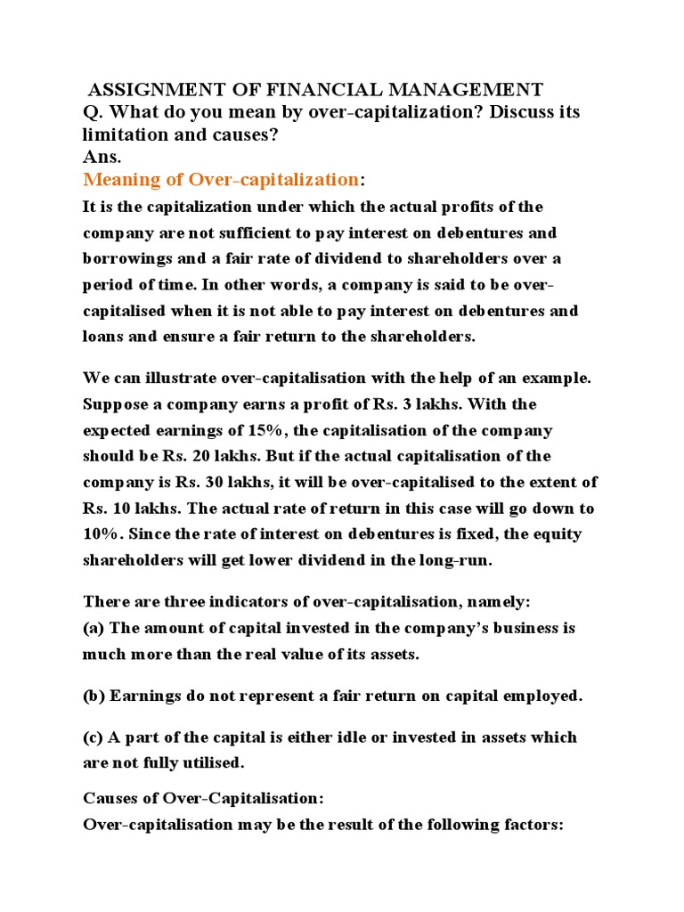 Understanding Over-Capitalization Causes | PDF | Dividend | Interest