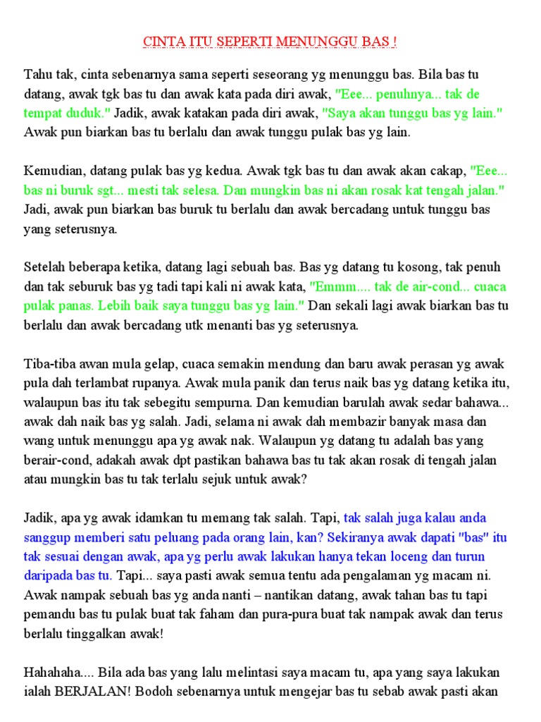 Cinta Itu Seperti Menunggu Bas
