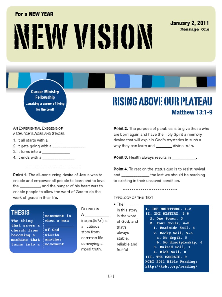 New Year 1 Matt 13-1-9 Handout 010211 | PDF | Gospel Of Matthew ...