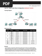 Lab 2.8.1: Basic Static Route Configuration: Topology Diagram