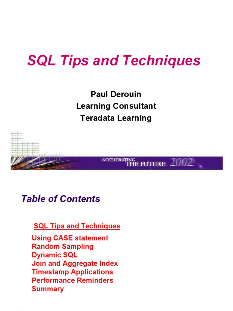 SQL Tips & Techniques | PDF