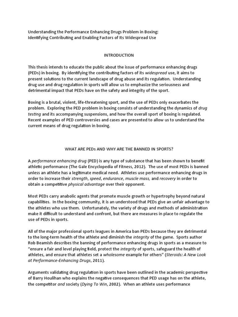 Understanding The Performance Enhancing Drugs Problem in Boxing