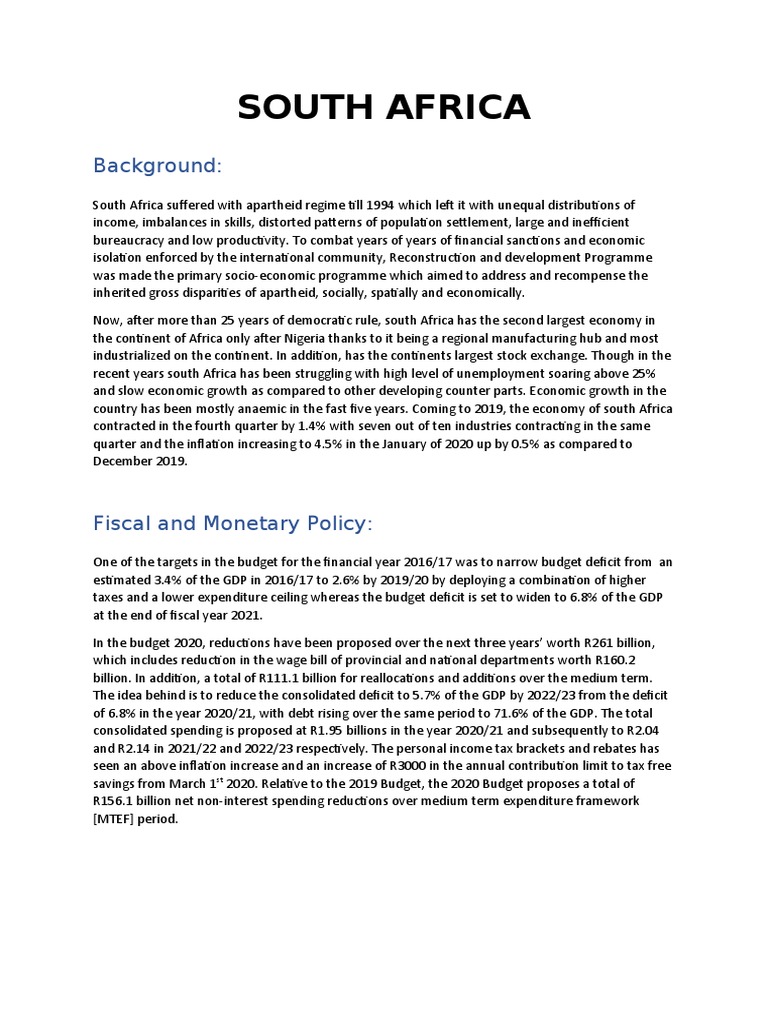 South Africa | PDF | Fiscal Policy | Government Budget Balance