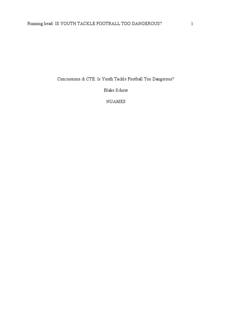 Youth Tackle Football Risks and Alternatives | PDF | Chronic Traumatic ...