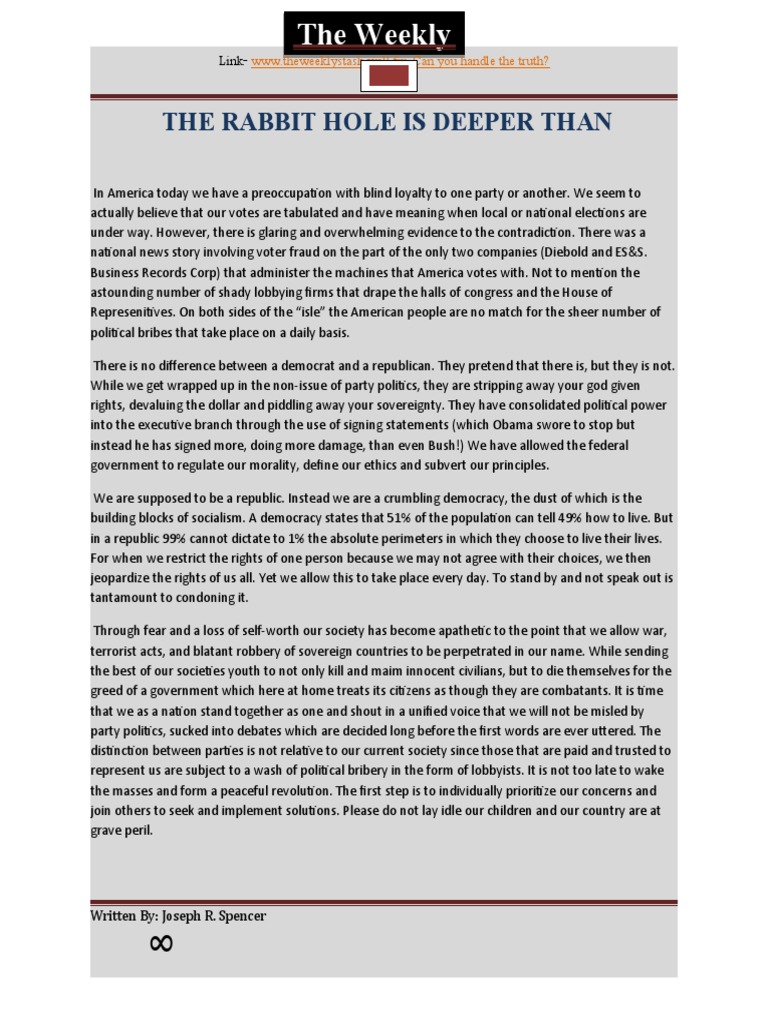 The Rabbit Hole Is Deeper Than You Think PDF Nature Government