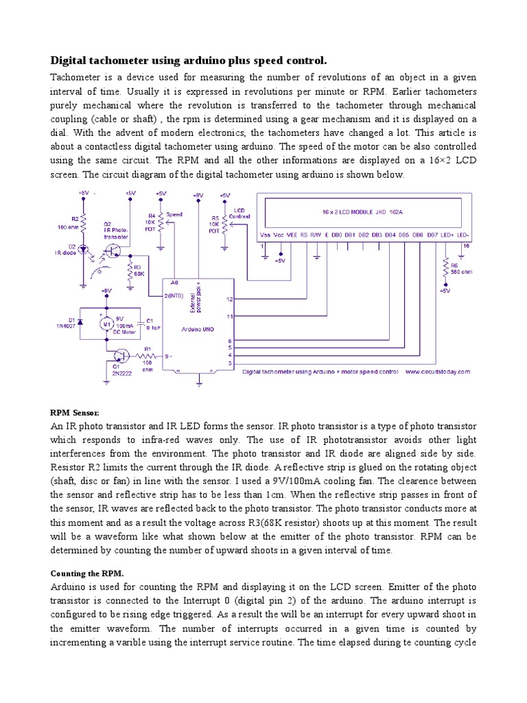 Digital Tachometer Using Arduino Plus Speed Control. RPM Sensor PDF
