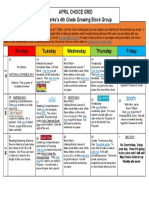 April Choice Grid 4th Grade 1