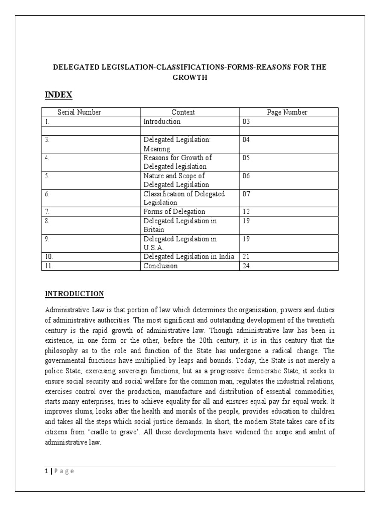 Delegated Legislation-Classifications-Forms-Reasons For The Growth PDF ...