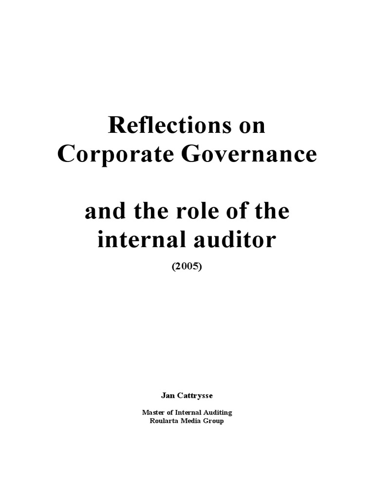 Reflection On Corporate Governance and The Role of The Internal Auditor ...